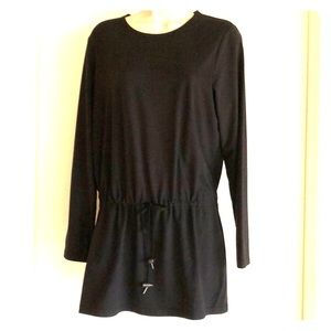 Black Cotton Casual Dress/Cover Up w Drawstring